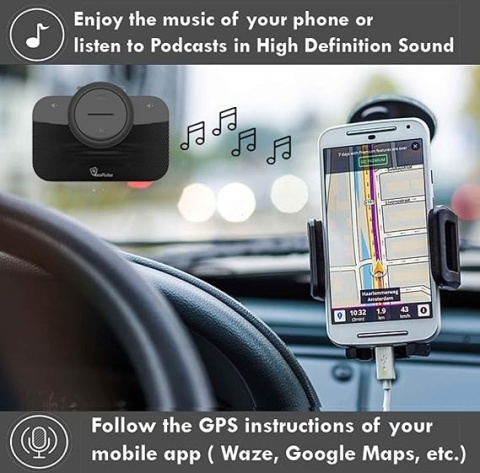 B-PRO 2B Zestaw Głośnomówiący Bluetooth Do Samochodu - Automatyczne Połączenie, Lampka LED