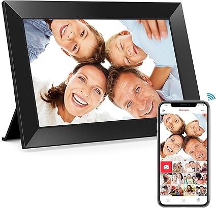 BIGASUO Cyfrowa Ramka 10,1" Frameo - WiFi, 32 GB, Ekran IPS 1280×800, wysyłanie zdjęć i filmów z telefonu, idealny prezent dla r