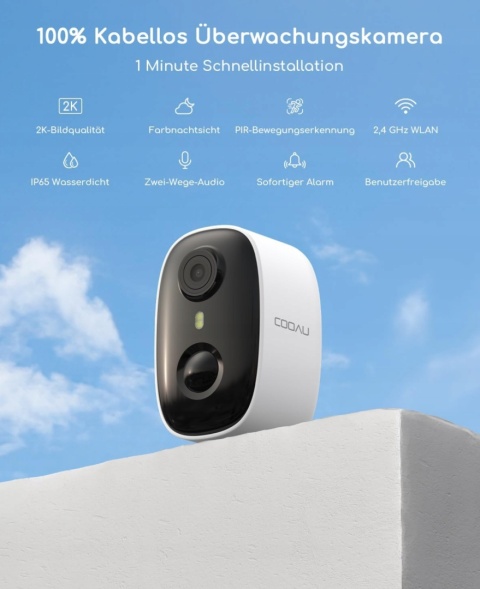 Bezprzewodowa kamera do monitoringu zewnętrznego COOAU C4 - 2K Wifi