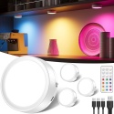 Bezprzewodowa lampa LED punktowa RGB z akumulatorem USB i pilotem - 3 kolory, samoprzylepna, idealna do lodówki, kuchni, szafy,
