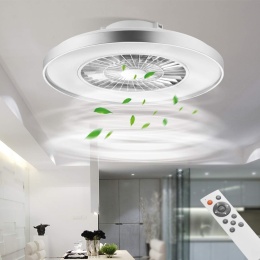 Bkzo Lampa Sufitowa Led Z Wentylatorem 60 Cm - 24 Prędkości, Płynna Regulacja Jasności, 3000-5500k, Srebrna Ramka