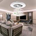 Bkzo Lampa Sufitowa Led Z Wentylatorem 60 Cm - 24 Prędkości, Płynna Regulacja Jasności, 3000-5500k, Srebrna Ramka