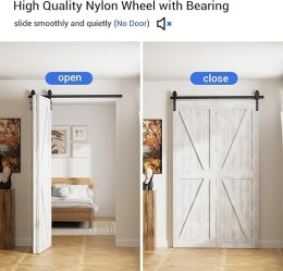 CCJH Zestaw Okuć Do Drzwi Przesuwnych Składanych 3,3 ft / 40″ - Cichy, Do 2 Drzwi, Heavy Duty