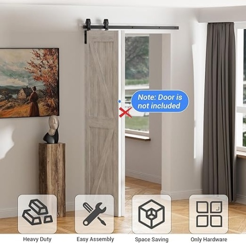 CCJH Zestaw Okuć Do Drzwi Przesuwnych Składanych 3,3 ft / 40″ - Cichy, Do 2 Drzwi, Heavy Duty