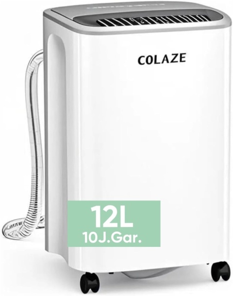 COLAZE Osuszacz Powietrza 12 L/24h - Cichy Osuszacz z Wyświetlaczem Cyfrowym do Pomieszczeń do 30 m²
