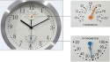 Cichy Zegar Ścienny 30 cm - Klasyczny, Aluminiowa Rama, Z Termometrem I Higrometrem