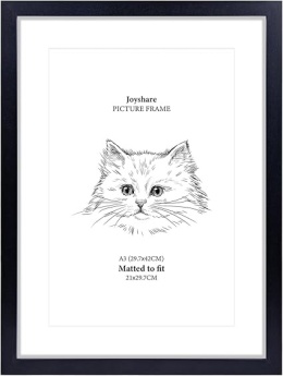 Czarna ramka na zdjęcia A3 z passe-partout - Drewniana rama MDF 27,9 × 42 cm z szybą akrylową, nowoczesna ramka idealna do zdjęć