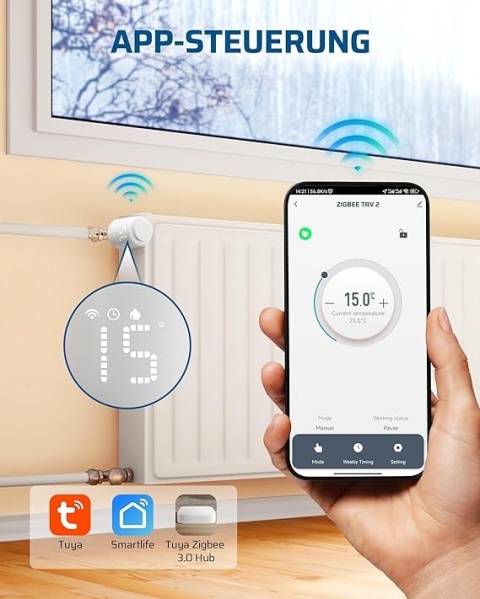 DEWENWILS Zigbee - inteligentny termostat grzejnikowy, programowalny, sterowanie aplikacją, kompatybilny z Alexa i Google Assist