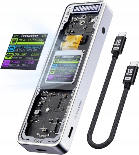 DOCKCASE DSWC1C - Obudowa M.2 NVMe z ochroną przed utratą danych i awarią zasilania