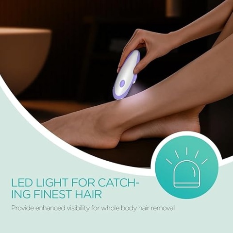 Depilator elektryczny HR110 dla kobiet - 21 pęset, oświetlenie LED, 2 prędkości, bezprzewodowy, ładowalny, do rąk i nóg
