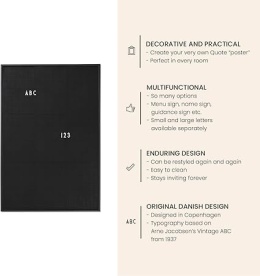 Design Letters - tablica literowa A2 (czarna), dekoracyjna tablica z literami do kuchni, biura i przedpokoju, do powieszenia na