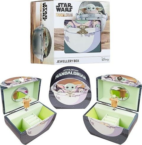 Disney The Mandalorian - muzyczna szkatułka na biżuterię dla dziewczynek, prezent z motywem Baby Yoda