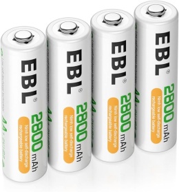 EBL - akumulatory AA NiMH 2800 mAh, wysokiej pojemności, zestaw 4 szt. z pudełkiem na przechowywanie