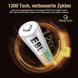 EBL - akumulatory AA NiMH 2800 mAh, wysokiej pojemności, zestaw 4 szt. z pudełkiem na przechowywanie