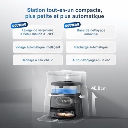ECOVACS DEEBOT T30 OMNI - robot sprzątający z mopowaniem, 11 000 Pa, mycie gorącą wodą, mini stacja samoopróżniająca, TruEdge™ c