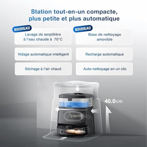 ECOVACS DEEBOT T30 OMNI - robot sprzątający z mopowaniem, 11 000 Pa, mycie gorącą wodą, mini stacja samoopróżniająca, TruEdge™ c