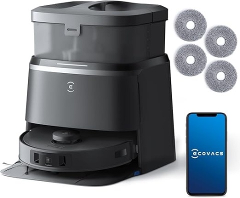 ECOVACS DEEBOT T30 OMNI - robot sprzątający z mopowaniem, 11 000 Pa, mycie gorącą wodą, mini stacja samoopróżniająca, TruEdge™ c
