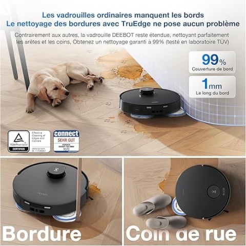 ECOVACS DEEBOT T30 OMNI - robot sprzątający z mopowaniem, 11 000 Pa, mycie gorącą wodą, mini stacja samoopróżniająca, TruEdge™ c