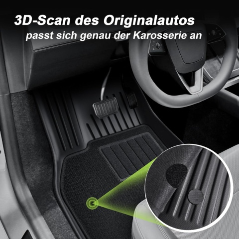 ECOZEN Dywaniki 3D do Tesla Model Y 2025 - Wodoodporne, Antypoślizgowe Dywaniki TPE z Welurem, Bezzapachowe, Ekologiczne, Idealn