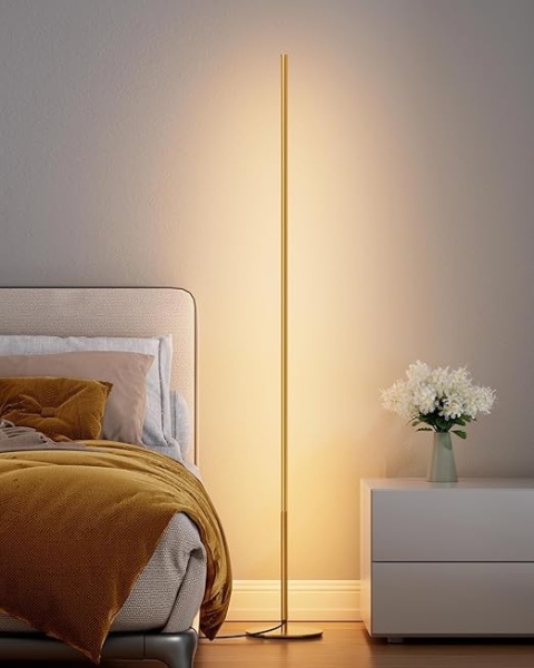 EDISHINE - nowoczesna, ściemniana lampa stojąca LED 3000K, 146 cm, kolumna świetlna z przełącznikiem nożnym, do salonu, sypialni