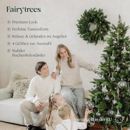 Fairytrees Sztuczna Choinka Nordmann Premium 180 Cm - Realistyczna, Ręcznie Wykonana Z Drewnianą Podstawką