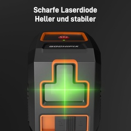 GOCHIFIX LG0102 Laser Krzyżowy - Poziomica Laserowa Zielona 520 nm, Samopoziomująca IP54