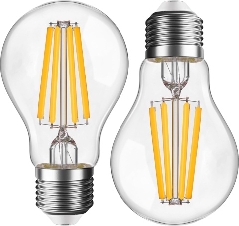 Genixgreen - Zestaw 2 żarówek LED E27 ściemnialnych, 9 W (odpowiednik 100 W), 1200 lm, A60/A19, 2700K ciepła biel, AC 220-240 V