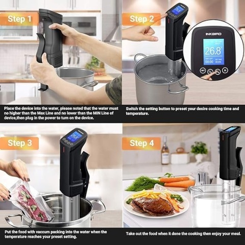 Inkbird ISV-100W - cyrkulator Sous Vide z Wi-Fi, precyzyjny termostat zanurzeniowy 25-99°C, timer do idealnego gotowania
