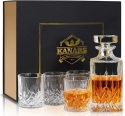 KANARS - zestaw do whisky 5-elementowy: karafka 750 ml + 4 szklanki 300 ml, kryształowe szkło bezołowiowe, wysokiej jakości, w o