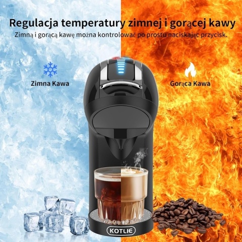 KOTLIE EM-308A Ekspres do Kawy 5 w 1 - Na Kapsułki Nespresso, Dolce Gusto, ESE, Lavazza, Regulacja Temperatury i Pojemności - Cz