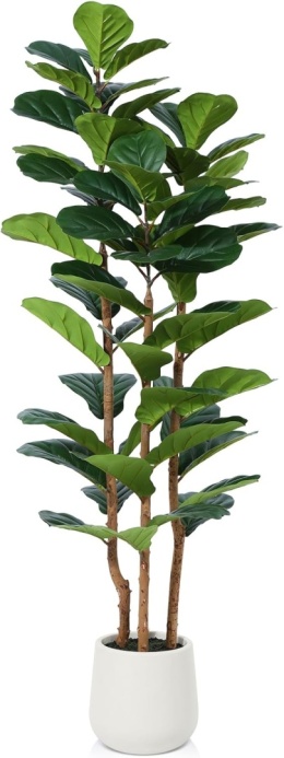 Kazeila Sztuczna Roślina Ficus Lyrata 150 Cm - Dekoracyjne Drzewko Do Domu, Sypialni I Salonu
