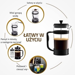 Kichly French Press 1000 ml - Zaparzacz Do Kawy I Herbaty Z Potrójnym Filtrem