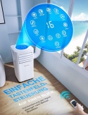 Klimatyzator Przenośny 9000 BTU 4 w 1 - Chłodzenie, Osuszanie, 2 Biegi Wentylacji, Wąż Wylotowy, Wyświetlacz Cyfrowy i Timer 24