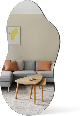 Lustro Ścienne Nieregularne 91×48 cm - Czarne Lustro Dekoracyjne do Salonu, Sypialni i Przedpokoju