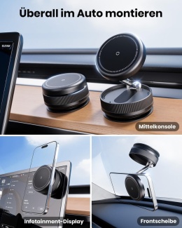 Magnetyczny Uchwyt Samochodowy do Telefonu - 360° Obrotowy, Z Przyssawką, Kompatybilny z iPhone i Android