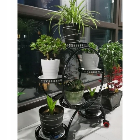 Metalowy Kwietnik Stojący Na Kwiaty 73 Cm - Czarny