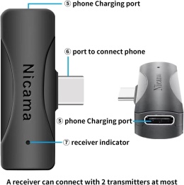 Nicama AS12 Bezprzewodowy Mikrofon Lavalier USB-C - Zestaw 2 Nadajników do iPhone 15/16, Android, Laptop, YouTube, TikTok