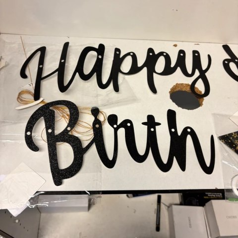 Baner urodzinowy Happy 18th Birthday - czarno-złoty