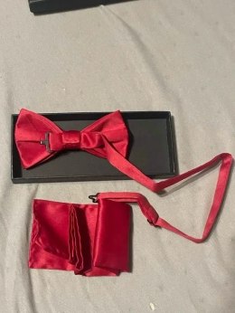 Jednokolorowa muszka i poszetka - Elegancki zestaw męski