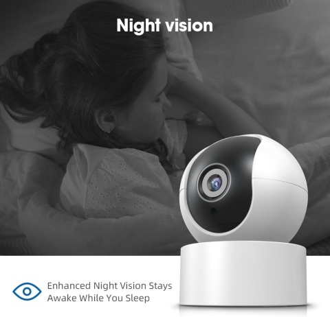 XNY 2MP Kamera 1080P Tuya Smart Life - Obrotowa kamera WiFi z detekcją ruchu, auto-trackingiem, dwukierunkowym audio, noktowizją