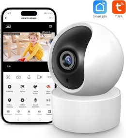 XNY 2MP Kamera 1080P Tuya Smart Life - Obrotowa kamera WiFi z detekcją ruchu, auto-trackingiem, dwukierunkowym audio, noktowizją