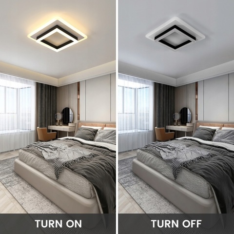Nowoczesny Plafon LED Kwadratowy 30 W - Biało-Czarny Loft 3000 K