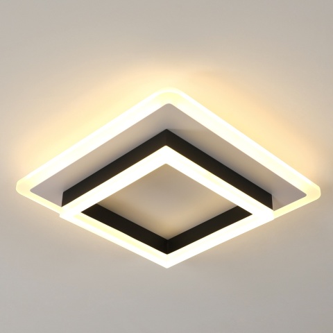 Nowoczesny Plafon LED Kwadratowy 30 W - Biało-Czarny Loft 3000 K