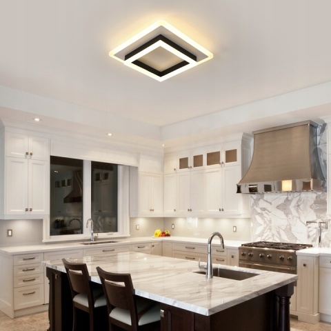 Nowoczesny Plafon LED Kwadratowy 30 W - Biało-Czarny Loft 3000 K