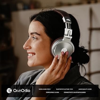 OneOdio Studio Wireless Pro C Słuchawki Bluetooth Nauszne - 110 h, Składane, Srebrne
