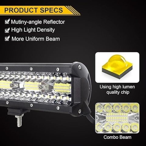 RIGIDON 8D - 20" (50 cm) potrójna listwa LED 420 W, 12V/24V, do aut terenowych, ciężarówek, traktorów, SUV, UTE, ATV, światło 60