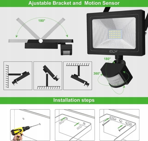 Reflektor LED Z Czujnikiem Ruchu CLY 25 W - 2100 lm, IP66, 6500 K