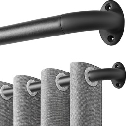 Regulowany Karnisz Metalowy Do Zasłon 76-310 cm - Czarny, Do Zasłon Na Przelotkach