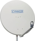 SCHWAIGER 88 cm - Aluminiowa Antena Satelitarna z Ramieniem LNB i Mocowaniem na Maszt, Parabola 88×88 cm, Jasnoszara