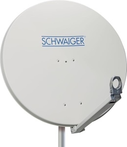 SCHWAIGER 88 cm - Aluminiowa Antena Satelitarna z Ramieniem LNB i Mocowaniem na Maszt, Parabola 88×88 cm, Jasnoszara